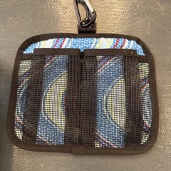 LL BEAN Personal Organizer Toiletry Bag Large Blue Green Wave Pattern Travel EUC