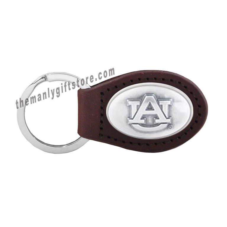 NCAA Auburn Tigers Zep-Pro Leather Concho Key Fob brown keychain