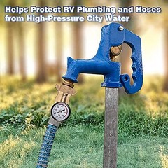Brass RV Water Pressure Regulator, Hi-Flow Water Regulator With With Gauge