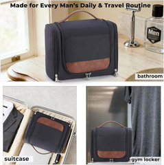 Large Hanging Toiletry Bag for Men, Travel Bathroom Bag with Hook, Hygiene Bag O