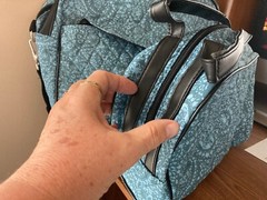 NEW 3 Piece Overnight Bag Set Quilted Blue Print 14&Prime;x10&Prime; & Toiletries & Make-up