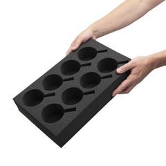 HAWETICO Foam Cup & Glass Holder – Grey Sponge Tray, 8-Slot Medium, Dark Gray