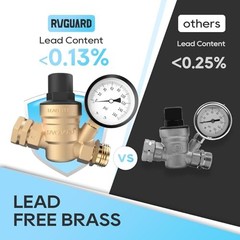 RV Water Pressure Regulator Valve, Brass Lead-Free Adjustable Water Pressure