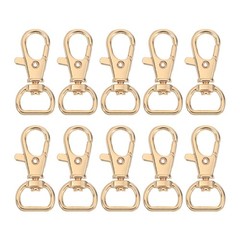 10pcs Swivel Clasps, 0.51&Prime; D Ring Lobster Claw Push Gate Snap Hook Gold