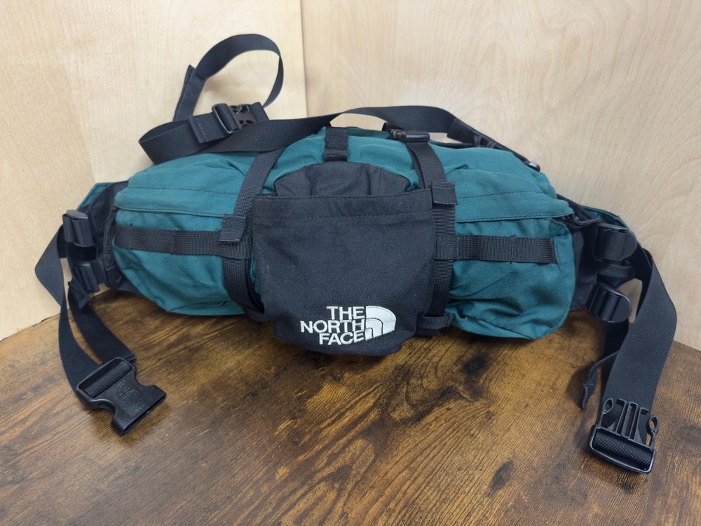 The North Face Teal Black Waist Pack Hiking Travel Lumbar Belt Bag Unisex Nylon