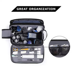 Black Travel Toiletry Organizer Bag, Water-Resistant Shaving Kit with Multiple P