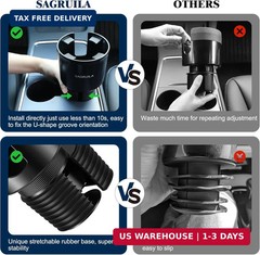 Quick-Install Car Cup Holder Expander, Space-Saving Cup Holder for Car with Offs
