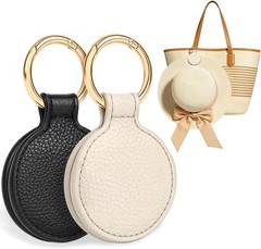 2Pcs Magnetic Hat Clip,Genuine Leather Strong Magnet Holder for Travel Bags