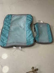 Packing Cubes (set Of 2) Travel Bags Aqua/gray Mesh And Zippers With Handles
