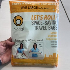 Biaggi Space-Saving Travel Bags 6 Reusable Hand Roll Compression Bags NEW