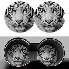 White Tiger 2 Pack Car Cup Holder Coaster Beautiful 2 Pack,