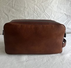 Brunello Cucinelli Brown Calf Leather Double Zip Toiletry Bag New In Box