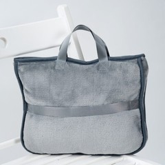 Limited Edition Travel Cozy 4-in-1 Blanket Pillow & Bag Solid Grey Velour Plush