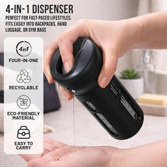 All-in-One TSA Approved 4-in-1 Travel Toiletry Dispenser – Eco-Friendly Black