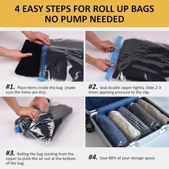Versatile 12 Pack Compression Bags for Travel – No Vacuum Needed, Sturdy Design