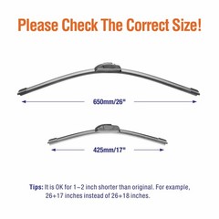 « 26 » & 17&Prime; U/JHook Windshield Wiper Blades AllSeason Replacement Set of 2&Prime;