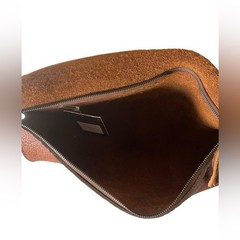 Stash Brown Shrunken bison baguette clutch NWT