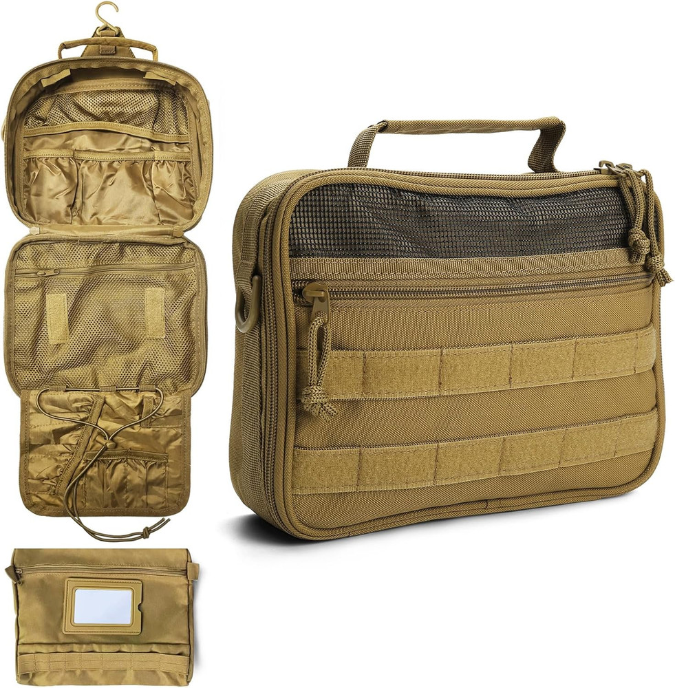 Men&rsquo;s Toiletry Bag, Travel Dopp Kit with Hanging Organizer, Brown, 3 Layer