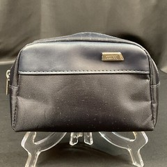 TUMI For Delta Toiletry Cosmetic Empty Travel Pouch Bag Zip Around Navy Silver