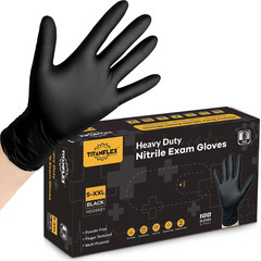 TitanFlex Disposable Nitrile Exam Gloves – 6-mil, Small, 01 Black (S, 100ct)