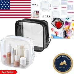 Compact Clear Makeup Bags with Zipper – Unisex Set for Easy Travel Organizing