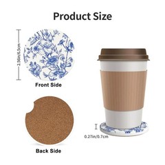 Neukim 2pcs Car Cup Holder Coaster One Size, Navy Blue Vintage Floral