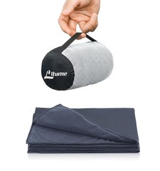 Cozy Compact Travel Blanket for Airplane, Soft Velvet, Dark Blue Gray, Portable