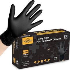 TitanFlex Disposable Nitrile Exam Gloves, 6-mil, Black, Heavy Duty Small