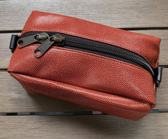 Jonny Sport Composite Leather Basketball Look Toiletry Travel Bag Zip Pouch 10in