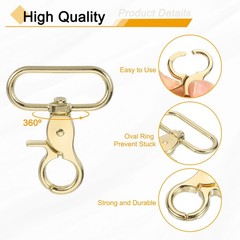 6Pcs Swivel Hooks 38mm (1 1/2&Prime;) Clip Lanyard Quick Release Gold