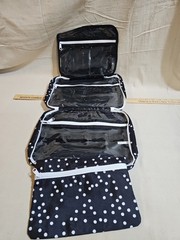 Bang & Carsen Hanging Toiletry Bag Black White Polka Dot Travel Organizer Case