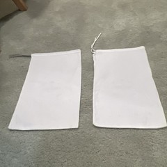 TWO PRADA TRAVEL DUST COVER BAGS SOFT CLOTH WHITE W/LOGO STORAGE 12.75” X 8”