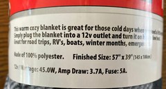 Heated Travel Blanket Black & White Check Warm Plaid Treksafe Automotive 12v NEW