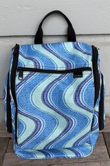 LL BEAN Personal Organizer Toiletry Bag Large Blue Green Wave Pattern Travel