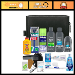 20-Piece Men&rsquo;s Travel Kit – TSA Compliant Essentials in Black Dopp Bag, Grooming