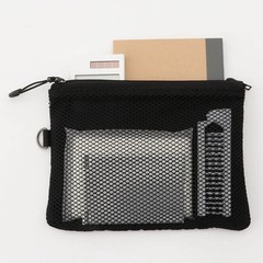MUJI polyester double zipper case M Approx. 13.5 x 19cm Black