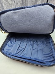 Tommy Bahama Blue Soft Denim Toiletry/Travel Bag Unisex Brown Leather Bottom
