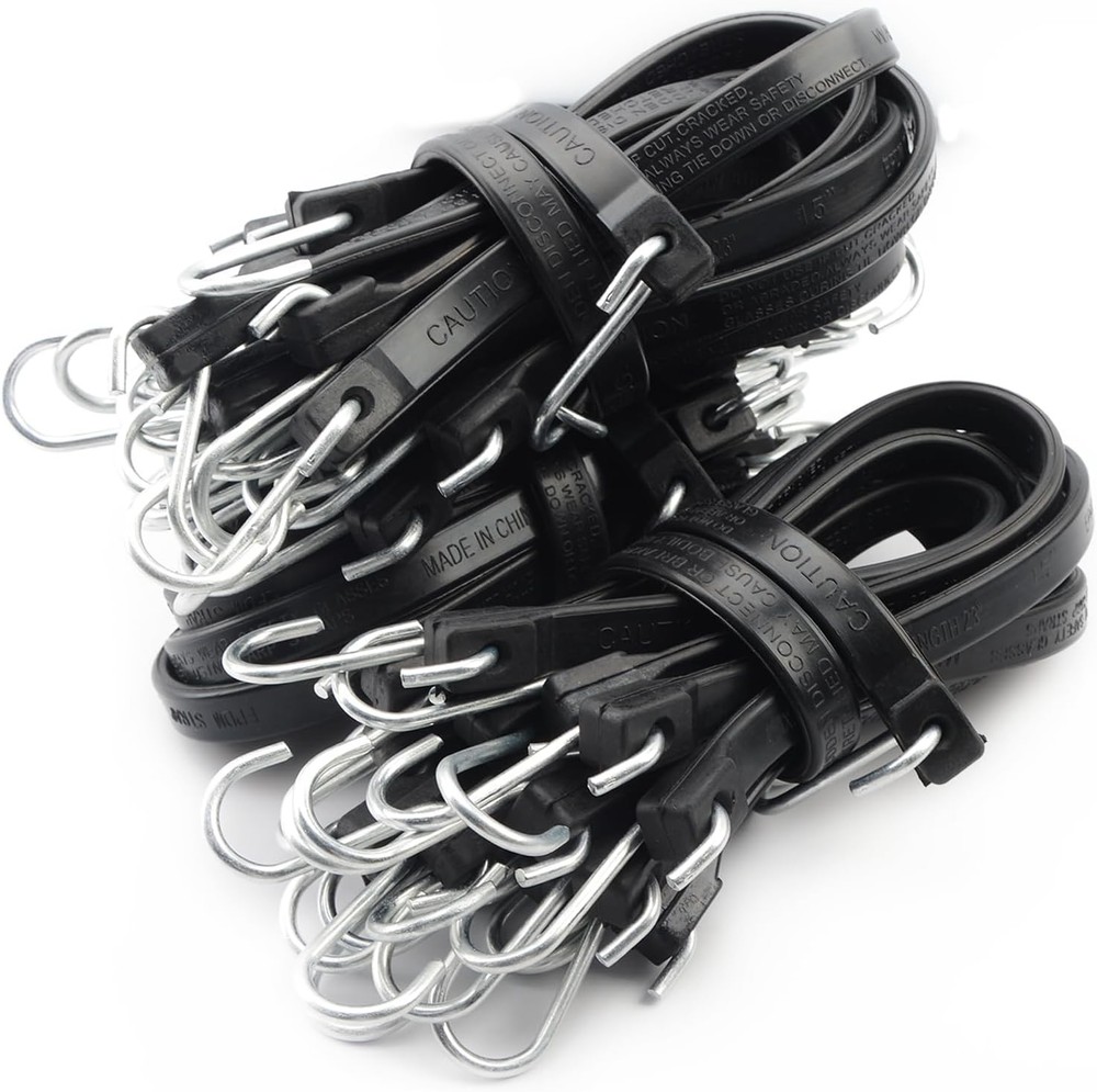 30PCS 31&Prime; Rubber Tarp Straps with 150% Max Stretch, 100% EPDM 31inch, Black