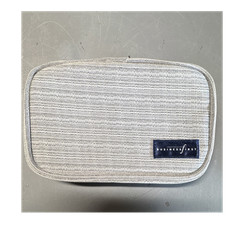 Business First Travel Toiletry Bag Gray Striped 9x5in Hook Zip Compartments
