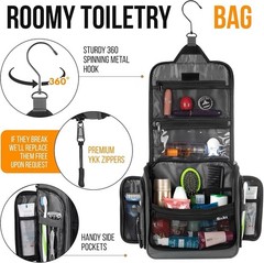Travel Toiletry Bag for Men and Women – (10.6”X10.6”X3.2”) Large Hanging Toiletr