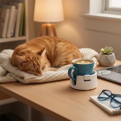 Mezchi 2 Pack Anti-Spill Adjustable Desk Cup Holder, Non-Slip Midium, White