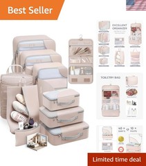 Travel Essentials: 10-Piece Packing Cube Set with Shoe, Laundry & Accessory Bags