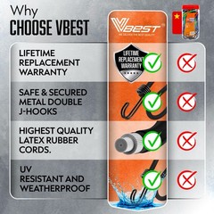 VBEST 6 Piece Strong Bungee Cords with Hooks 36 Inch – Heavy 6×36&Prime;, Black