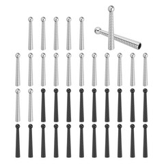 For Bolo Tie, 40Pcs 2&Prime; Replacement Alloy Terminal Caps, Silver/Black