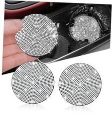 2pcs Bling Car Cup Holder Coaster, 2.75 inch Anti-Slip Shockproof 2 pcs White