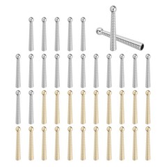 For Bolo Tie, 40Pcs 2&Prime; Alloy Tips for Strap, Silver/Light Gold