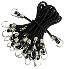 Small Bungee Cords with Hooks, 9 Inch Rubber Stretchy Black