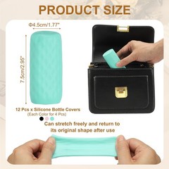 12 Pcs Silicone Bottle Covers for Travel, Black/Green/Pink