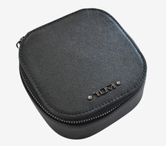 NEW TUMI SLG Black Leather Zip-Around Travel/Storage JEWELRY CASE Box
