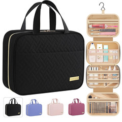 Waterproof Hanging Toiletry Bag for Travel – Large Cosmetic Organizer, Black